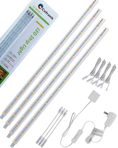 LED Display Light Bar Kit - (4) 16inches Plug-in Linkable Strip Lights for Large Display Cabinet - Series + Parallel Connection - White 6000K - color: Cool White (6000K)