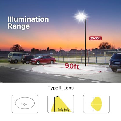 Kifflux 300W LED Parking Lot Light Slip Fitter Mount Dusk to Dawn Photocell - size: 300watt 1pack