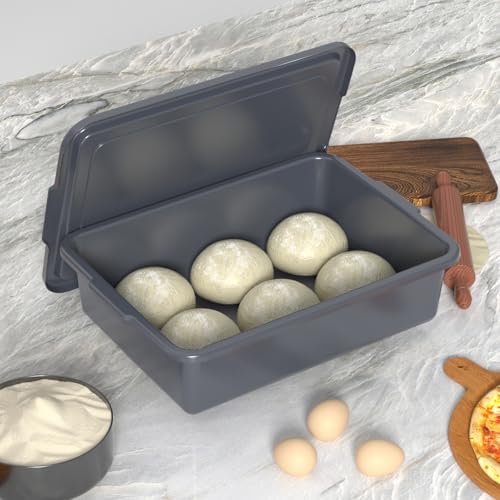 Gray Bus Box with Lid, 13 L Plastic Commercial Bus Tub, 3 Packs - size: 13 L with Lid