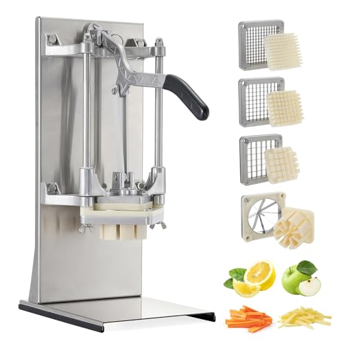 4-in-1 Commercial French Fry Cutter, 4-Blade Vegetable Chopper - size: 1/4" & 3/8" & 1/2" & 8 Wedger, style: 4in1 Chopper Dicer & 8 Wedger