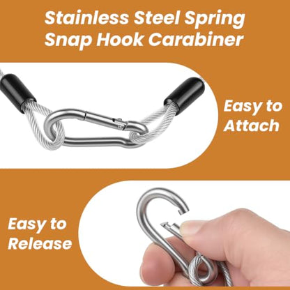 2Pcs 5/32" Dia Safety Security Cables with Carabiner Hooks - size: 2Pcs