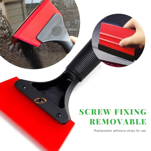 Yourkar 4 PCS Window Tint Kit Tools, Professional Vinyl Wrap Kit with Plastic Squeegee & Felt Squeegee, Universal Privacy Film Installation Tint Tools for Vehicle Glass Home (Red) - color: Red, 4 Pcs