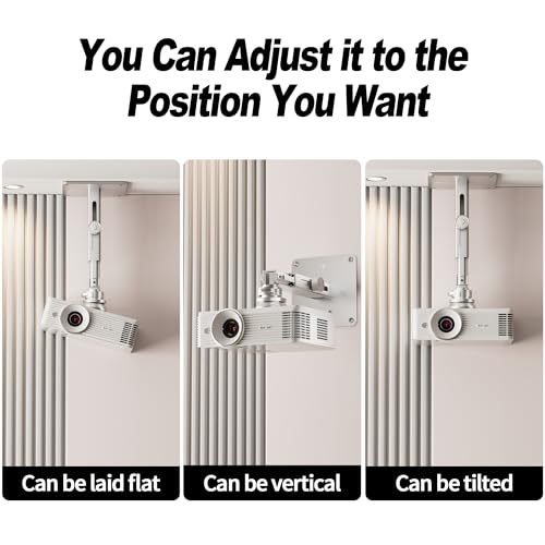 Projector Stand, Single Hole Hanging Height Adjustable Projector Ceiling/Wall Mount, Projector Shelf for Ceiling Wall Accessories - Aluminum Alloy Material, Load 22 lbs - Silver