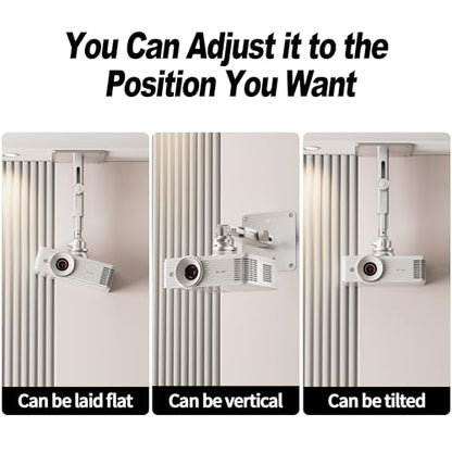 Projector Stand, Single Hole Hanging Height Adjustable Projector Ceiling/Wall Mount, Projector Shelf for Ceiling Wall Accessories - Aluminum Alloy Material, Load 22 lbs - Silver
