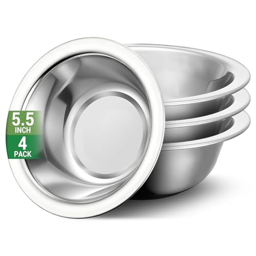 304(18/8) Stainless Steel Mixing Bowls for Kitchen, 4 Pack 5.5" Small Metal Mixing Cooking Bowls Set Stackable for Baking Serving Cooking Food Prep Storage Dishwasher Safe Lightweight - size: 5.5"