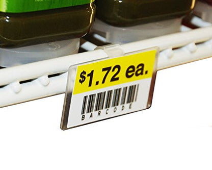 2.25" L x 1.25" H Plastic Cooler/Refrigerator UPC Label Holder Clip Organizer for Double Wire Fridge Shelf - 50 Pack