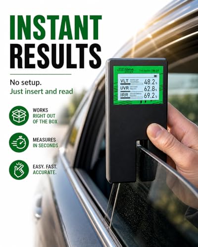 Tint Meter TM-28 – Digital Window Tint Tester with 3-in-1 VLT, UVR & IRR Measurement, 15mm (0.56in) Slot, Auto Calibration, Rotatable Backlit Display, Rechargeable Battery