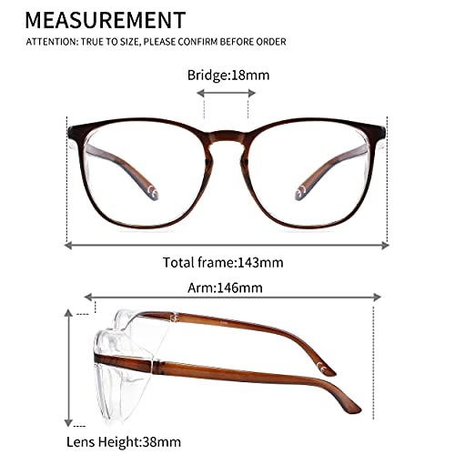 Alsenor Safety Glasses Anti Fog Goggles Protective Eyewear Blue Light Blocking Anti Dust UV Protection Glasses For Men Women (Brown) - color: Brown