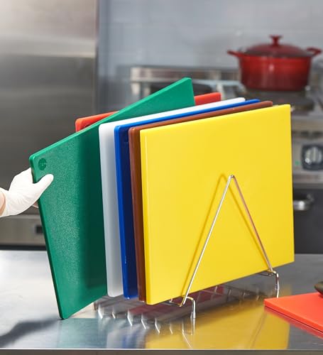 CURTA 6-Piece NSF 20" x 14" x 1/2" Multi-Colored Flexible Cutting Board Kit with Stainless steel Storage Rack, Color Coded Plastic Chopping Board with Anti Slip Surface Dishwasher Safe - color: 6-Color Set with Rack, size: 20 x 14 IN