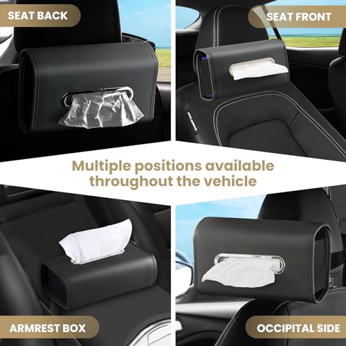 WHHMK Large Car Tissue Holder Refill Easily Clamshell Opening, Black 2PC - color: Black 2 Packs