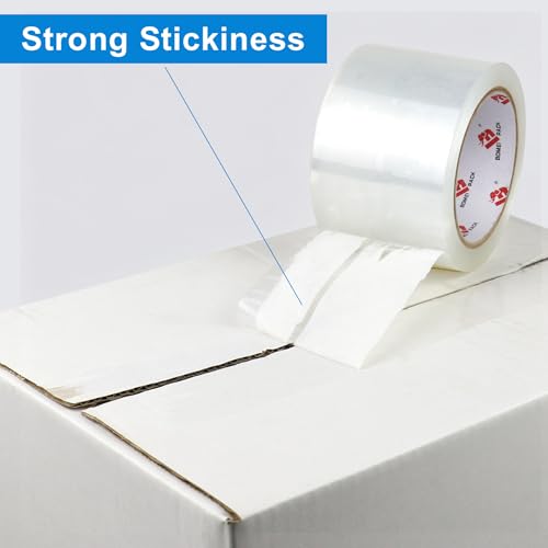 BOMEI PACK 3" Clear Wide Packing Tape 2 Rolls, Total 110Y - 3 inch x 55 Yards, 2.4 mil Thick, Heavy Duty 3 Inch Wide Packaging Tape for Shipping, Mailing, Moving & Storage
