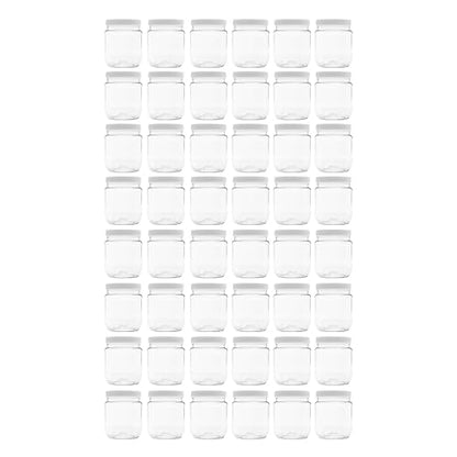 48 Pack - 12 oz (1.5 Cup) Plastic Storage Jars with 70-450 Leak Proof White Lid, Food Grade, BPA Free, Hand Wash Only (12oz, 48pk) - size: 12oz, 48PK White