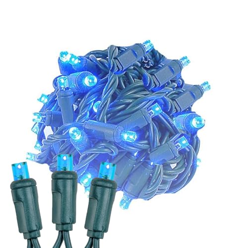 Novelty Lights 50ft 100 LED Blue Christmas Lights, Green Wire, Outdoor - color: Blue