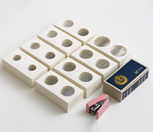 Boen 400 Pcs Cardboard Coin Flips, Assorted 8 Sizes Holder with Stapler