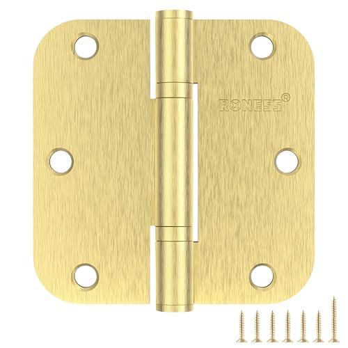 6 Pack Brushed Gold Oil-Free Door Hinges 3.5'' Premium Stainless Steel Door Hinges 3.5'' X 3.5'' with 5/8" Radius Corner Heavy Duty Rust-Resistant Doors Hardware - color: Brushed Gold