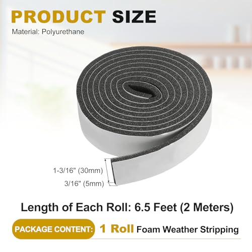 uxcell Weather Stripping Door Seal, 1-3/16" x 3/16" (1 Roll, 6.5Ft) - size: 1-3/16" x 3/16" (6.5 Ft)