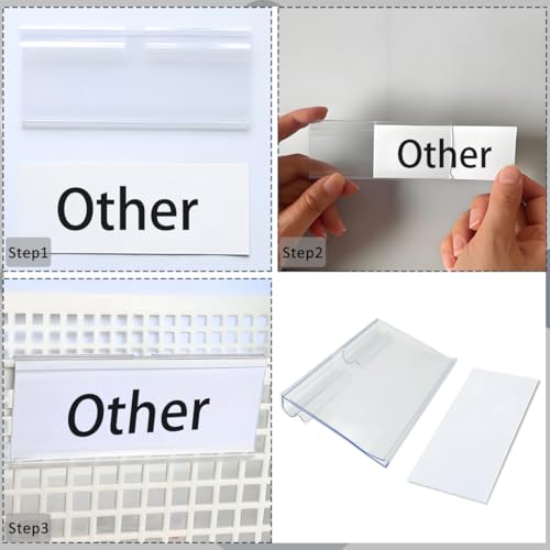 Diteje 20 Pack Wire Shelf Label Holders with Paper Inserts,3.15x1.50inch - size: 3.15x1.65in