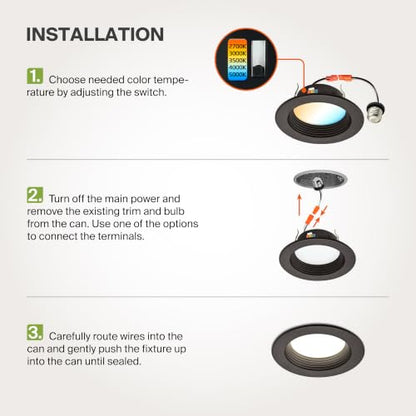 ASD 1 Pack Bronze 4 Inch Retrofit LED Recessed Light, 5CCT Wafer Lights - color: Bronze, size: 1 Pack