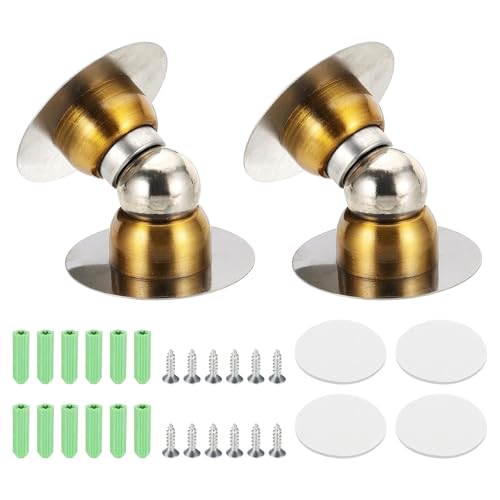uxcell 2PCS 2.1" Magnetic Door Stoppers, Wall Floor Mounted Magnetic Door Catch Holder, Stainless Steel Door Stops for Bedroom, Bathroom, Kitchen, Office, Brass - color: Brass, size: 2.1"