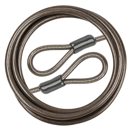 Security Cable with Loops, 10MM Heavy Duty Lock Cable, 4FT 7FT 10FT 15FT 25FT 30FT Vinyl Coated Rust-Proof Flexible Steel Bicycle Security Cable for Motorcycle, Furniture, Gates (Black, 15FT) - size: 15FT