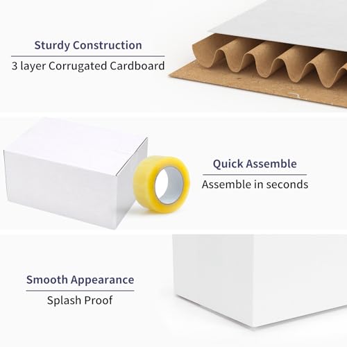 Shipping Boxes 10X7X5 Set of 25, White Corrugated Cardboard Box for Mailing Business Packaging - size: 10X7X5 Inches