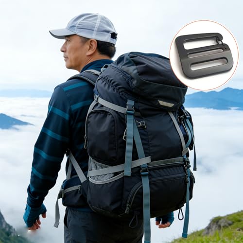 Zinc Alloy G Hook Wave Buckles with Adjustable Spring Door, Tactical Carabiner Backpack Strap Clip Buckle Adjustable Webbing G Shaped Belt Bag Buckle Clips Replacement for 1" Belt - color: Black