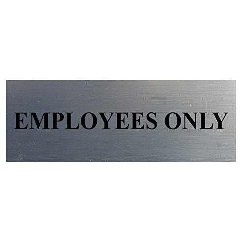 All Quality Basic Employees Only Wall or Door Sign - Easy Installation | Staff Only Signage‌ - Silver - Small (2 Pack) - color: Brushed Silver, size: 2 x 6" - Small (2 Pack)