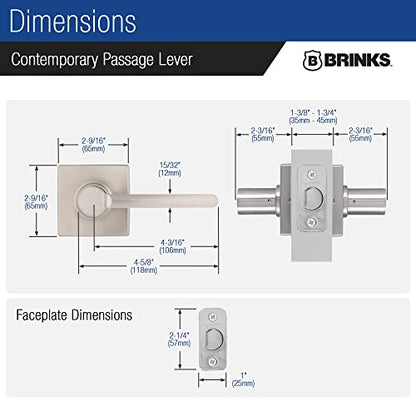 Brinks Fingerprint Door Lock with Lever – Keyless Entry Biometric Lock, Electronic Keypad Fingerprint Deadbolt with Auto-Locking, Front Door Lock and Interior Lever Set, Satin Nickel - color: Satin Nickel, style: Deadbolt & Passage Lever