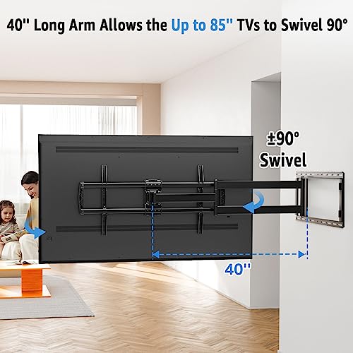 MOUNTUP Long Arm TV Wall Mount with 40’’ Extension, Full Motion TV Mount for Most 42''-90'' TVs, Corner Bracket with Swivel Tilt Max VESA 800x400mm Load Up to 150 LBS Fit 16/18/24'' Stud MU0059 - size: 42-90 inch, 150 lbs, Indoor 40.4 inch Arm