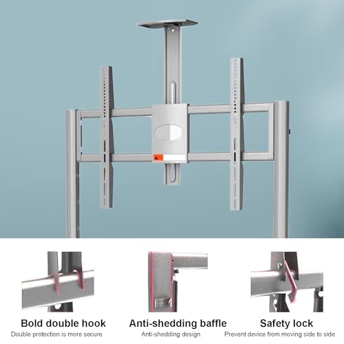 42"-75" Smart Board Stand for Interactive Whiteboard，Mobile Stand for Smart Whiteboard with Lockable Wheels，Smart Board for Classroom Office（Silver）