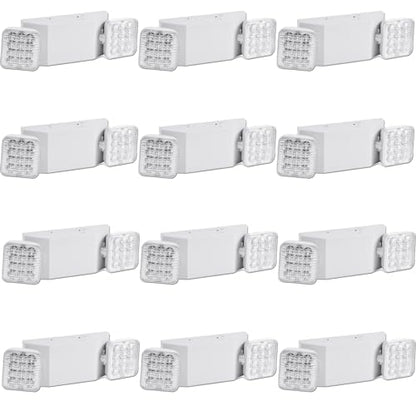 Led Emergency Lights Fixture 12 Pack, LED Emergency Light for Home Power Failure, Commercial LED Emergency Light with Battery Backup, Adjustable 2 Head Emergency Exit Lights, Hardwired - color: 12 Pack