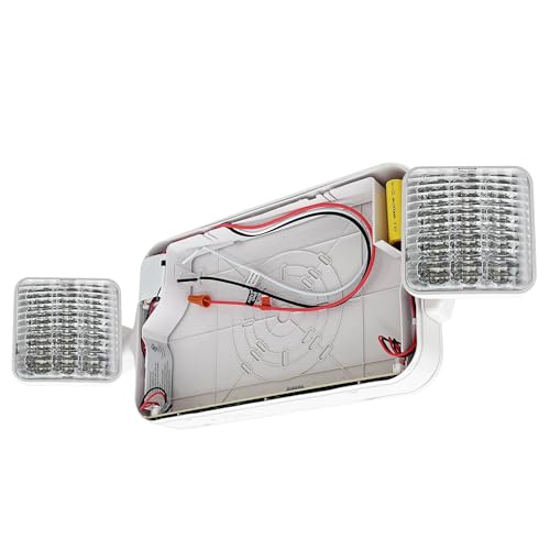 LFI Lights® Standard Combo UL 924 Exit Sign with Emergency Lights, Self Testing, Red LED, White, 120/277VAC, Battery Backup, Double Face & Knock Out Arrows, COMBO2RWST