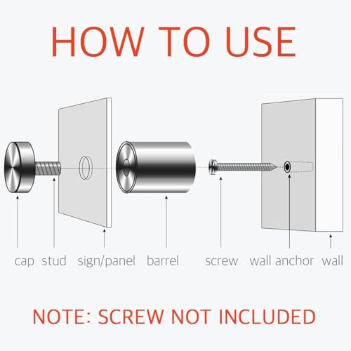 1/2 x 1-5/8 Inch Standoff Screws for Acrylic - Lantee Stainless Steel Glass Sign Standoff Mounts Hardware Bolts (12 x 40mm, 12 Pcs) - color: Silver, size: 1/2" x 1-5/8" / 12 x 40mm