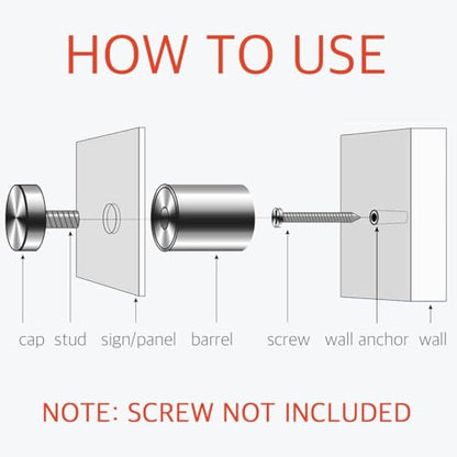 1/2 x 1-5/8 Inch Standoff Screws for Acrylic - Lantee Stainless Steel Glass Sign Standoff Mounts Hardware Bolts (12 x 40mm, 12 Pcs) - color: Silver, size: 1/2" x 1-5/8" / 12 x 40mm