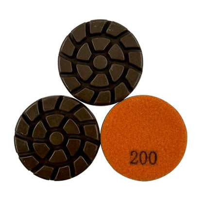 3" Resin Diamond Pads for Polishing Concrete, #200 Grit, 8mm Segment Height - size: #200 Grit