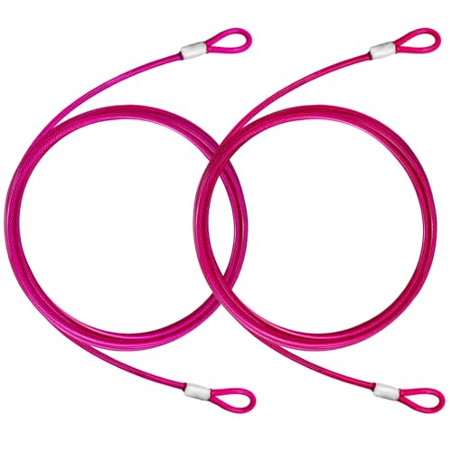 4.7mm(3/16") Steel Security Cable with Loops, Bike Lock Cable, 2Pack - color: Pink, size: 4FT-(2Pack)