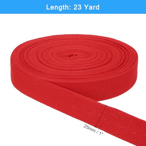 uxcell 23 Yards Cotton Twill Tape, 1-inch Herringbone Webbing Ribbon Bias Binding Tapes for Clothes Sewing, DIY Crafting (Bright Red) - color: Bright Red, size: 1-inch