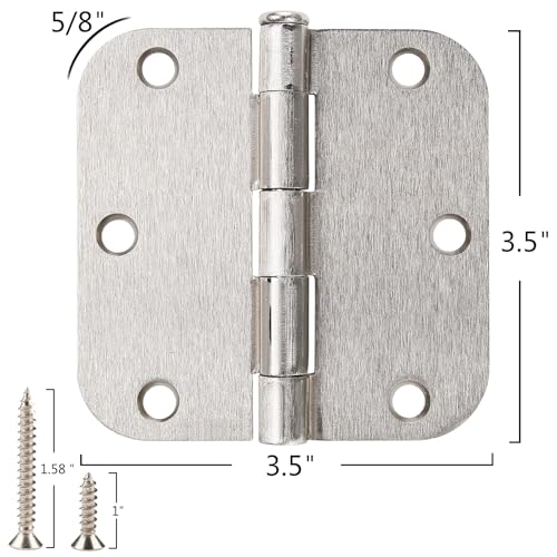 TDCHINGES Rounded Door Hinges Brushed Nickel 3.5 Inch 5/8" Radius 36 Pack - color: Satin Nickel-Rounded, size: 36 Pack