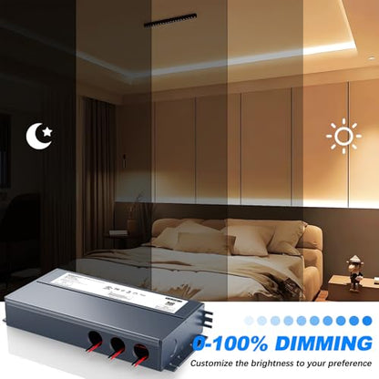 180W 12V Dimmable LED Driver, Triac/ELV/MLV AC to DC Power Supply for LED Light, Halogen Bulb, LED Transformer Compatible with Lutron & Dimmer, for Indoor/Outdoor Use - size: 180W 12V Built in Junction Box