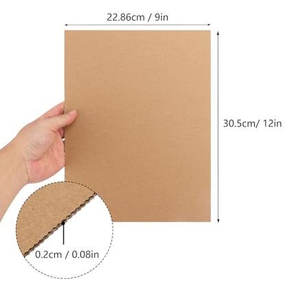 100 Pack 9"x 12" Corrugated Cardboard Sheets, Flat Cardboard Layer Pads 2 mm Thickness, Flexible Packaging Inserts for Shipping, Mailing, and Crafts, by IHDYPPEW - size: 100 Pack 9"x 12" brown