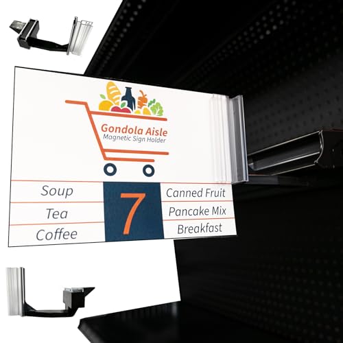 Magnetic Protruding Gondola Shelf Sign Holder, Stick Out Aisle Sign Display, Black, 2 Pack - size: 2 Pack