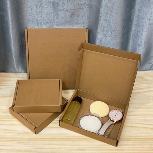 8x4x1 inch Small Shipping Boxes 50 Pack, Brown Corrugated Cardboard Mailers - size: 8x4x1 inch