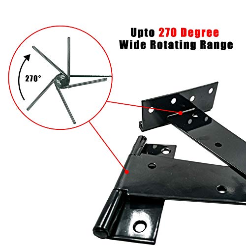 T-Strap Shed Hinge Gate Strap Heavy Duty Hinge Door Barn Gates Hinges (6, 10 inch) - size: 10 Inch