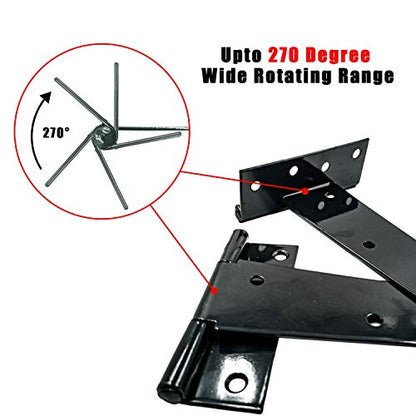 T-Strap Shed Hinge Gate Strap Heavy Duty Hinge Door Barn Gates Hinges (6, 10 inch) - size: 10 Inch