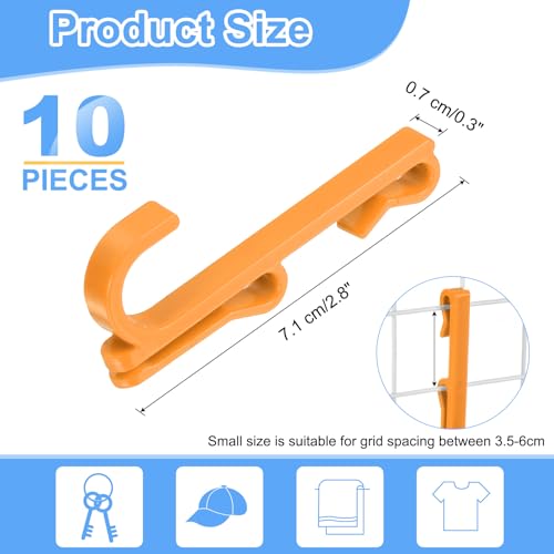 uxcell 10 Grid Wall Hooks, 2.8 Inch Grid Wall Panel Plastic Utility Hook, Shelf Hooks for Garage Store Warehouse Shop Home Hanging, Orange - color: Orange