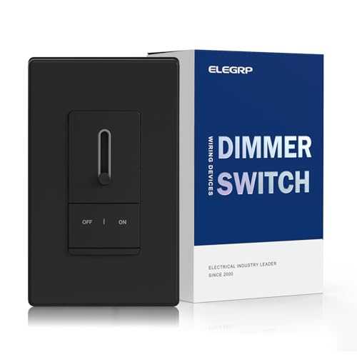 ELEGRP Slide Dimmer Light Switch, Universal Dimmable LED Lighting Control, Single Pole or 3 Way Dimmer Switches for Led Lights, Wall Plate Included, UL Listed, 1 Pack, Matte Black - color: Black