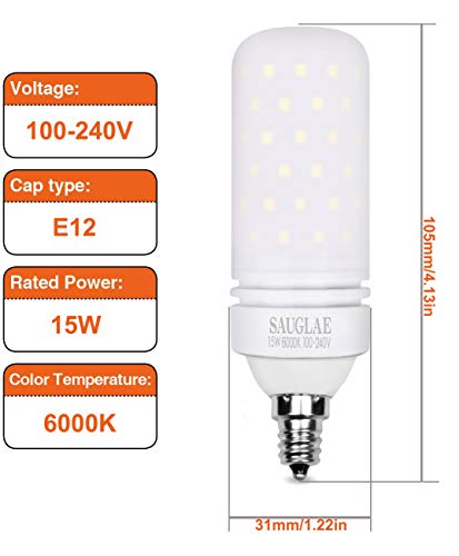 LED Light Bulbs 15W, 120W Incandescent Bulbs Equivalent, 1500Lm, 6000K Daylight White, E12 Small Edison Screw Corn Bulbs, Pack of 4 - color: Daylight White E12