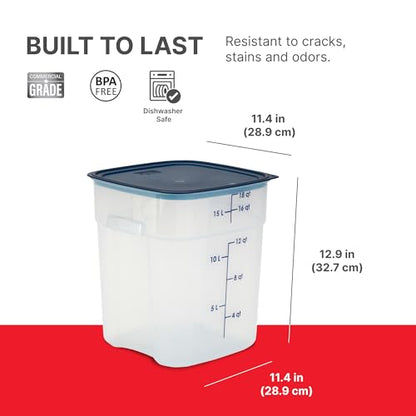 Cambro FreshPro 18 Quart (QT) Food Storage Container with Lid (Restaurant Grade) - for Food Prep, Commercial Kitchen, Pet and Dog Food Container (Translucent) - size: 18 Quart