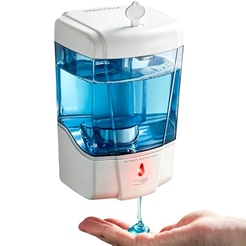 interhasa! Automatic Soap Dispenser Wall Mount 20oz Refillable Liquid Hand Sanitizer Dispenser Commercial Soap Dispenser for Bathroom Support Liquid Gel - color: White