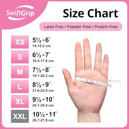 SwiftGrip Pink Nitrile Gloves, 3-mil, Industrial Gloves Disposable Latex Free, for Cleaning & Esthetician, Rubber Powder-Free, 100-ct Box (X-Large) - size: X-Large